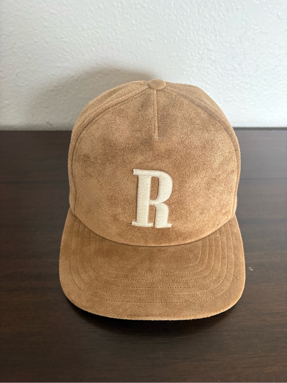 Rhude Tan Suede Baseball Cap with White 'R' Patch